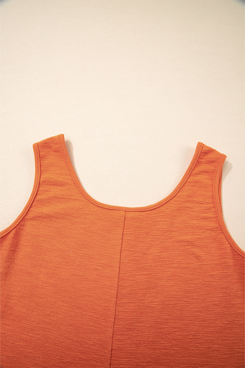 Grapefruit Orange U Neck Button Front Sleeveless Romper Jumpsuits & Rompers JT's Designer Fashion