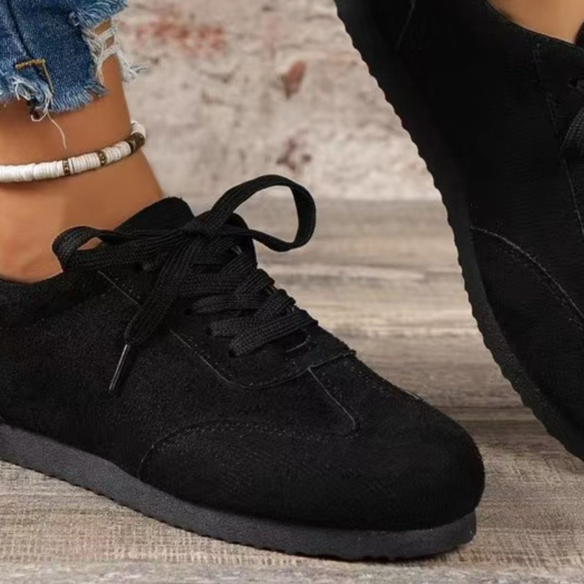 Suede Lace-Up Flat Sneakers Shoes JT's Designer Fashion