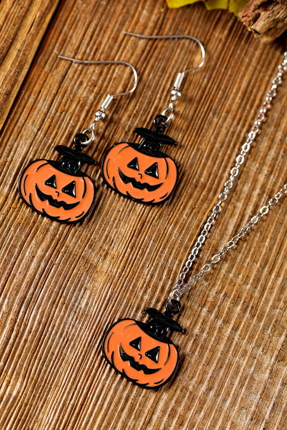 Carrot Pumpkin Face Halloween Necklace Earrings Jewelry Set Jewelry JT's Designer Fashion