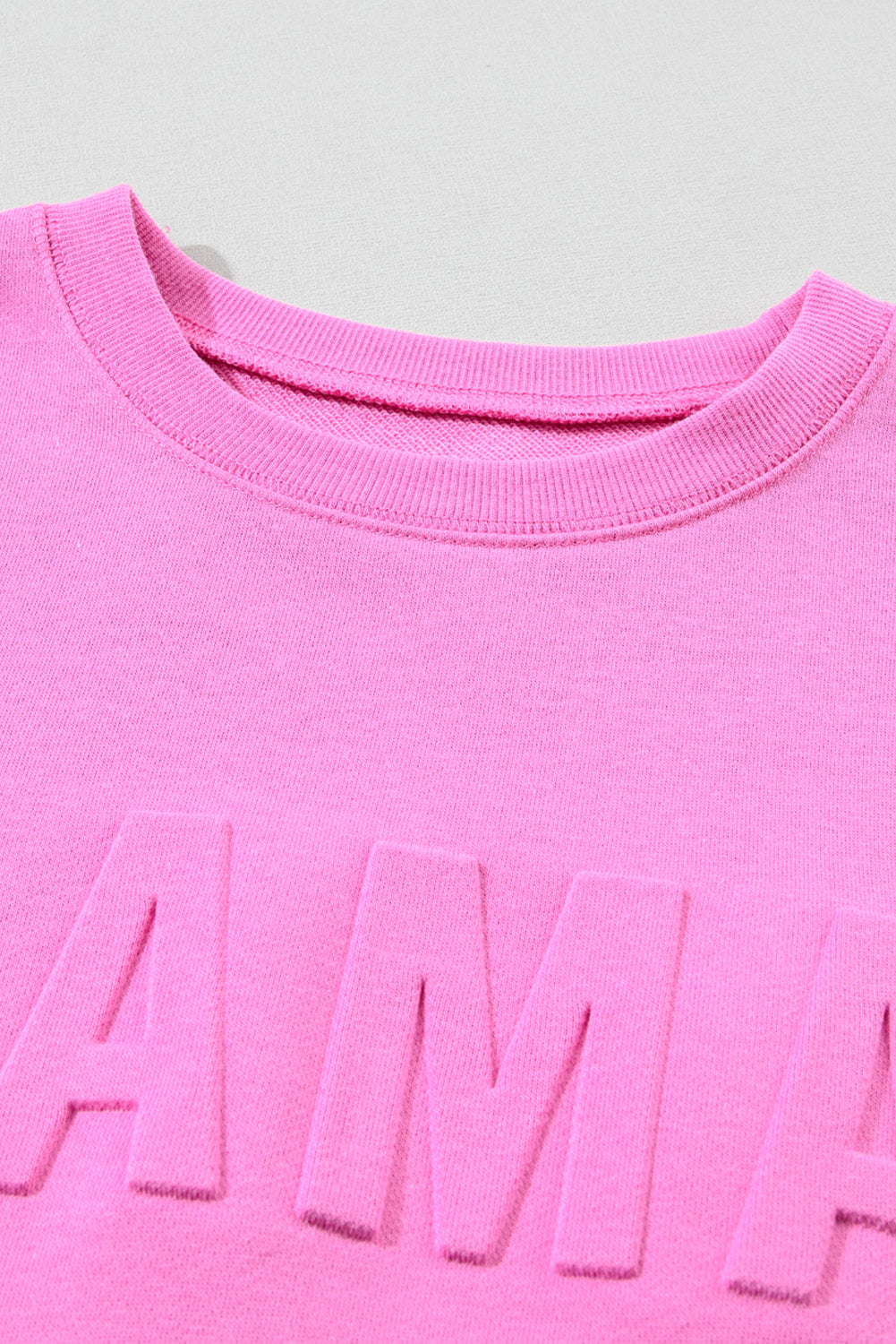 Bright Pink MAMA Letter Embossed Casual Sweatshirt Sweatshirts & Hoodies JT's Designer Fashion