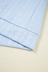 Beau Blue Contrast Trim Textured Crewneck Tee and Pocketed Skirt Set Two Piece Dresses JT's Designer Fashion