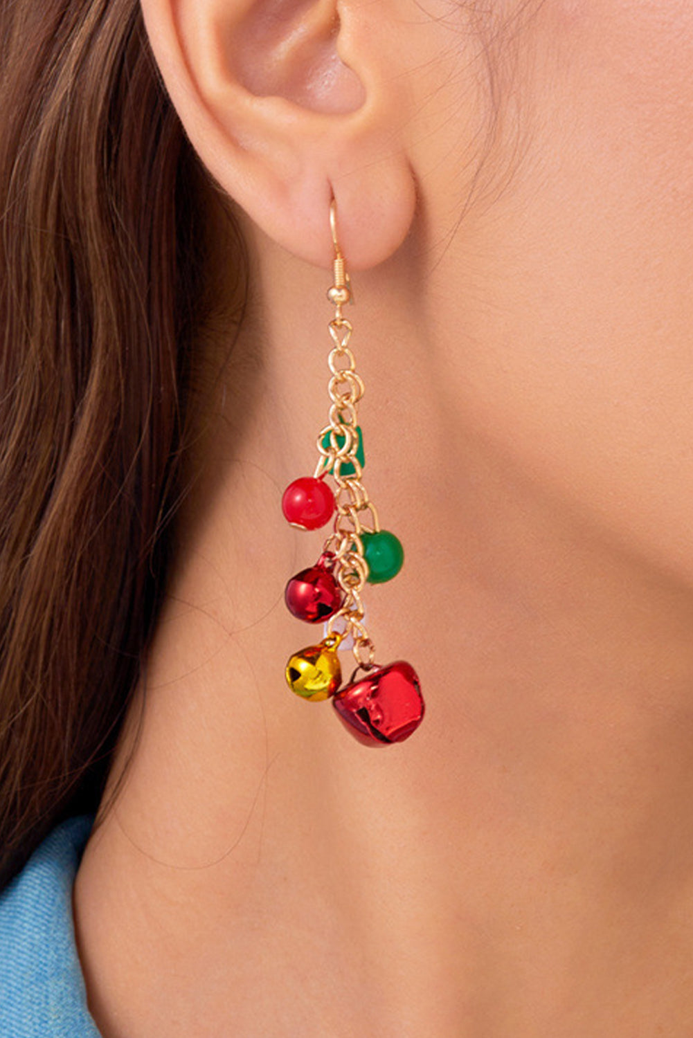 Racing Red Christmas Style Bells Dangle Hook Earrings Jewelry JT's Designer Fashion