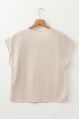 Jet Stream Geometric Embroidered Short Sleeve Tassel Tied V Neck Blouse Blouses & Shirts JT's Designer Fashion