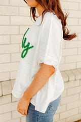 White Lucky Tinsel Graphic St Patrick Fashion Tee Graphic Tees JT's Designer Fashion