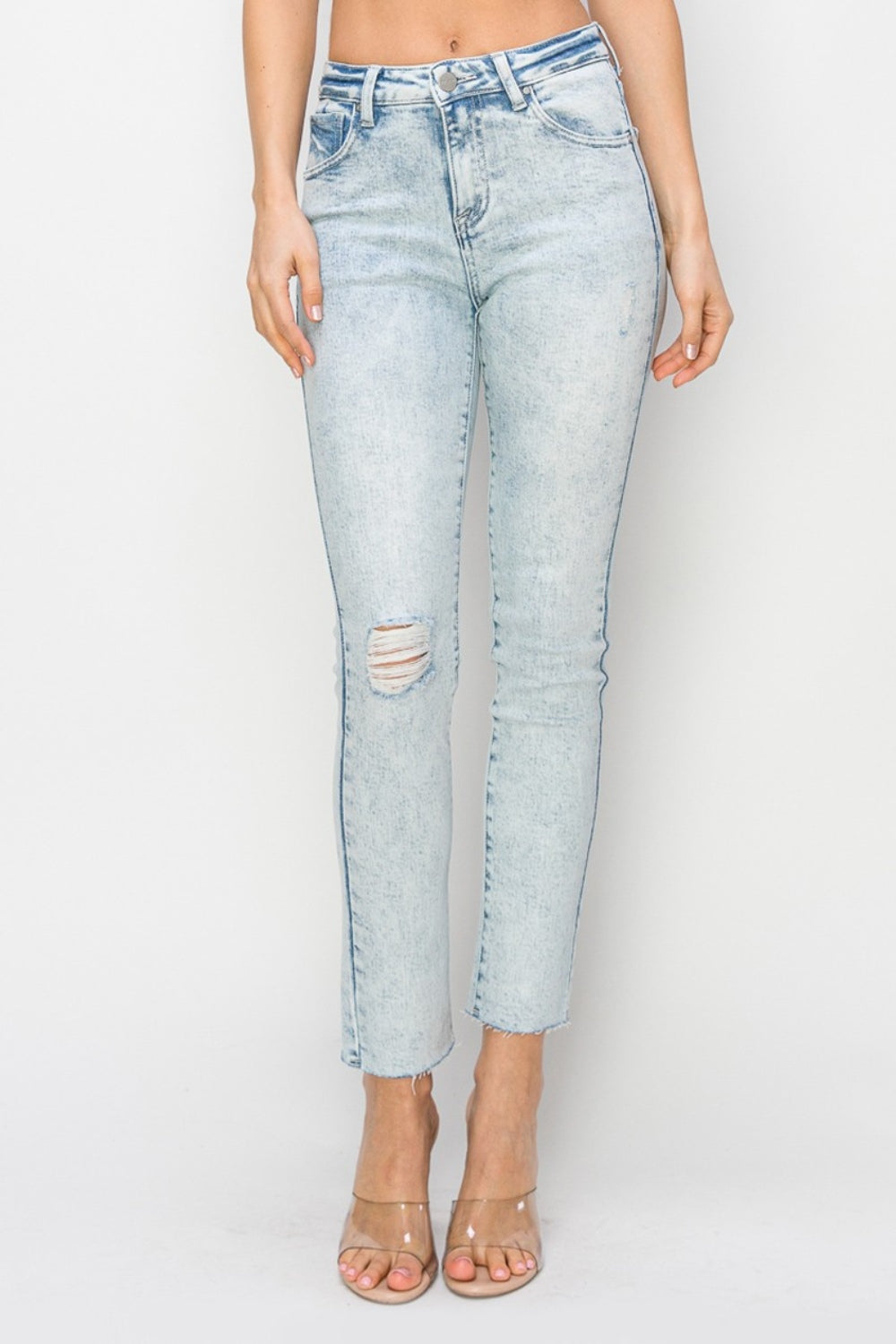 High Rise Distressed Skinny Jeans Light Jeans JT's Designer Fashion