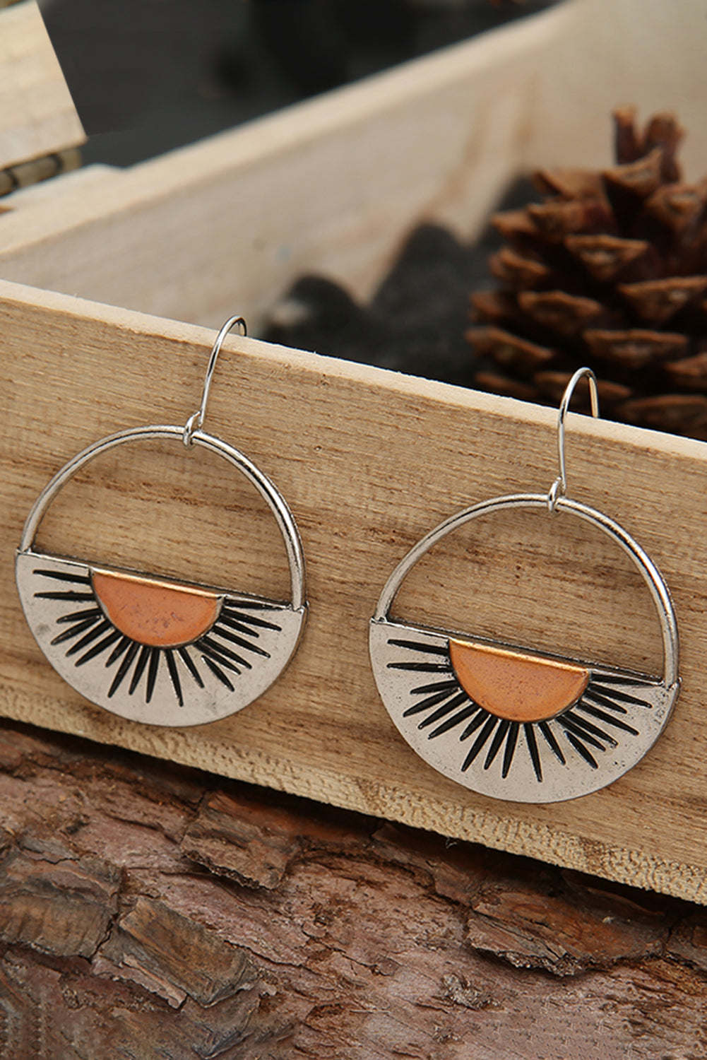 Sunrise Hollow-out Retro Round Earrings Jewelry JT's Designer Fashion