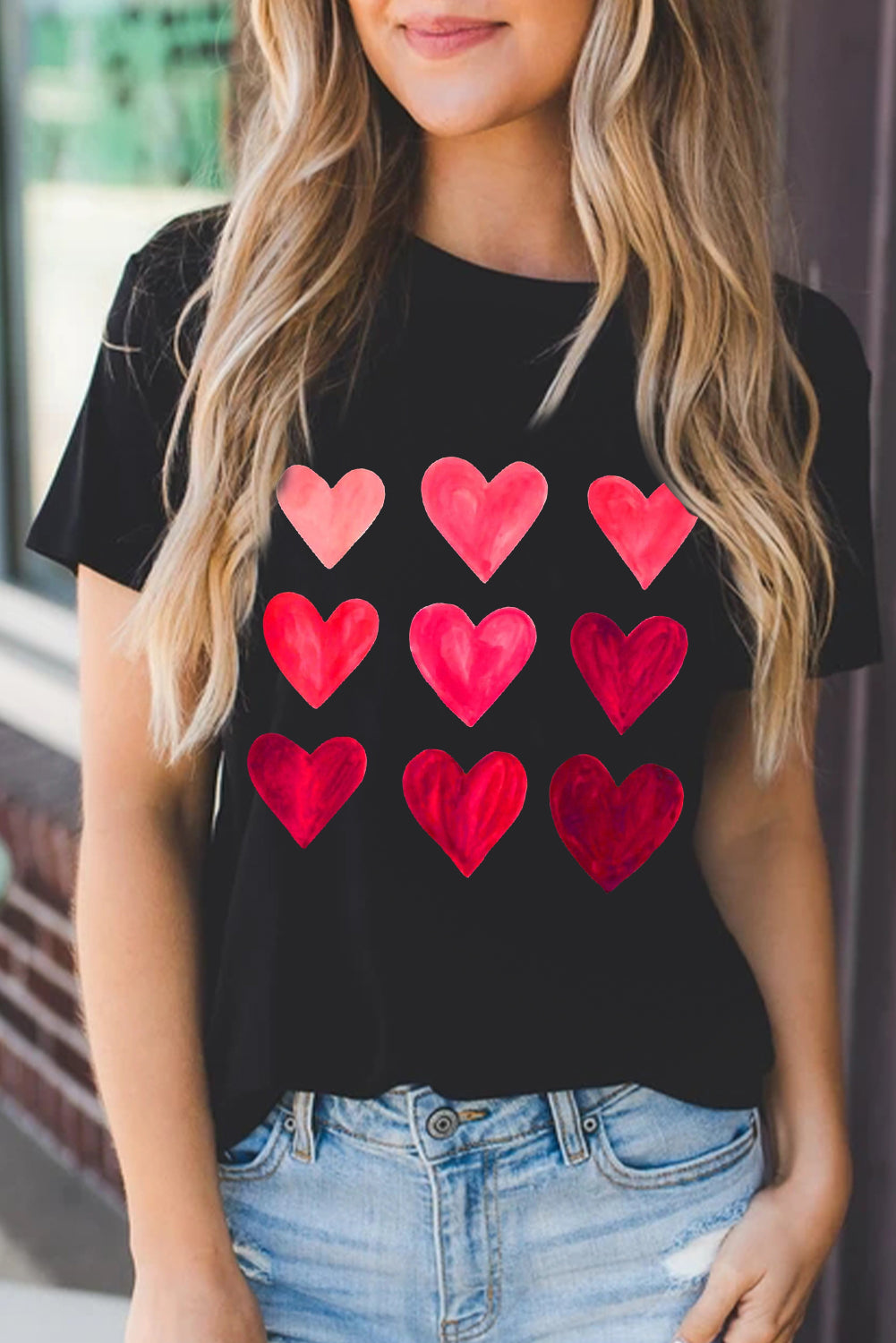 Black Valentine's Day Heart Graphic Tee Graphic Tees JT's Designer Fashion