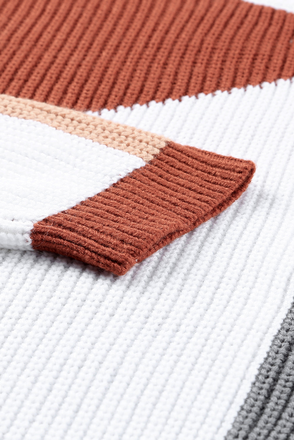 Multicolor Loose Fit Color Block Knit Sweater Sweaters & Cardigans JT's Designer Fashion