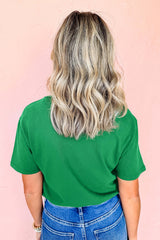 Bright Green Ceramic Rhinestone Lucky Clover Graphic Tee Graphic Tees JT's Designer Fashion