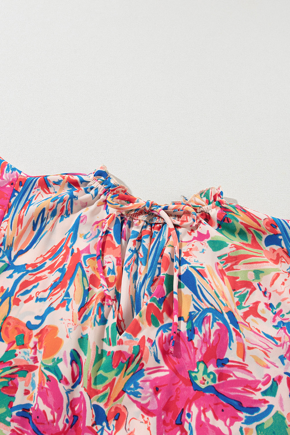 Multicolour Floral Ruffled Sleeve V Neck Summer Blouse Blouses & Shirts JT's Designer Fashion