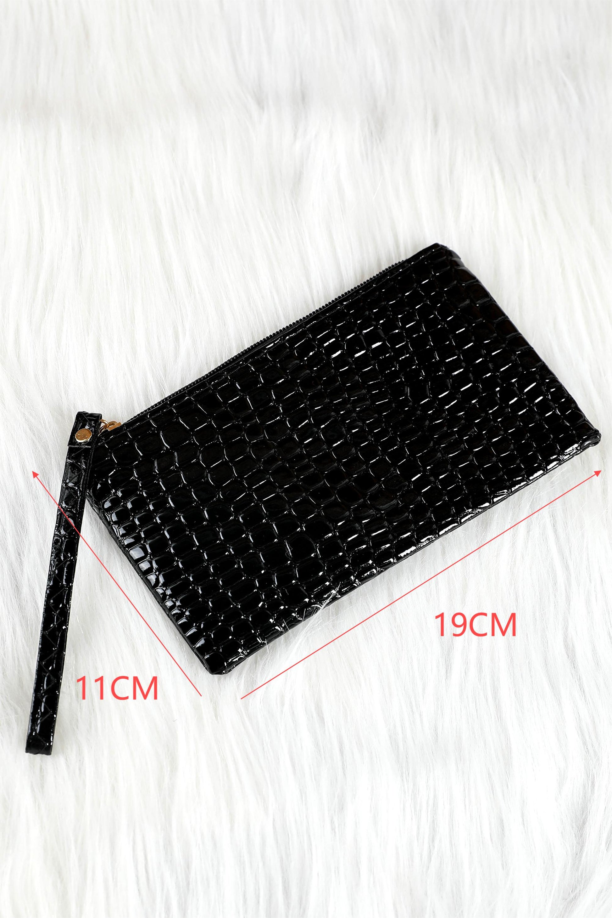 Black Crocodile Pattern Zipper Wristlet Wallet Handbags JT's Designer Fashion