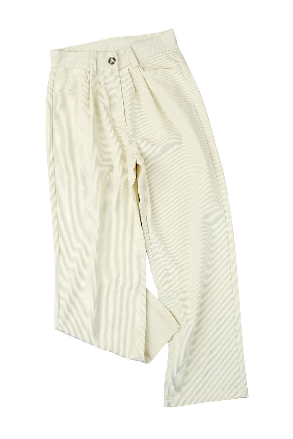 Beige Corduroy High Waist Straight Leg Pants Pants & Culotte JT's Designer Fashion