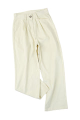Beige Corduroy High Waist Straight Leg Pants Pants & Culotte JT's Designer Fashion