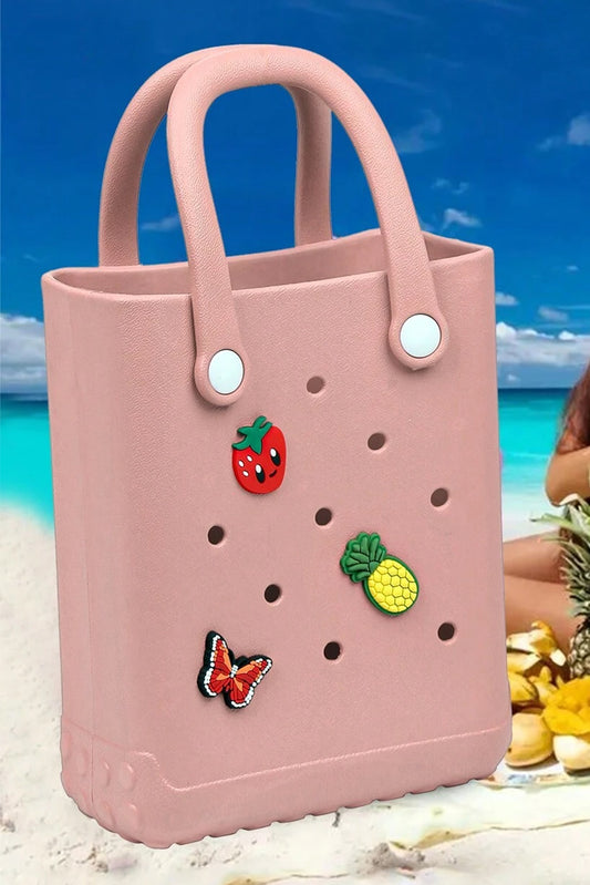 Apricot Pink Waterproof EVA Random Decorations Hollow Tote Bag Handbags JT's Designer Fashion