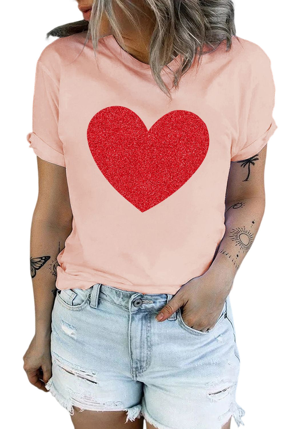 Pink Valentine Heart Graphic Tee Graphic Tees JT's Designer Fashion