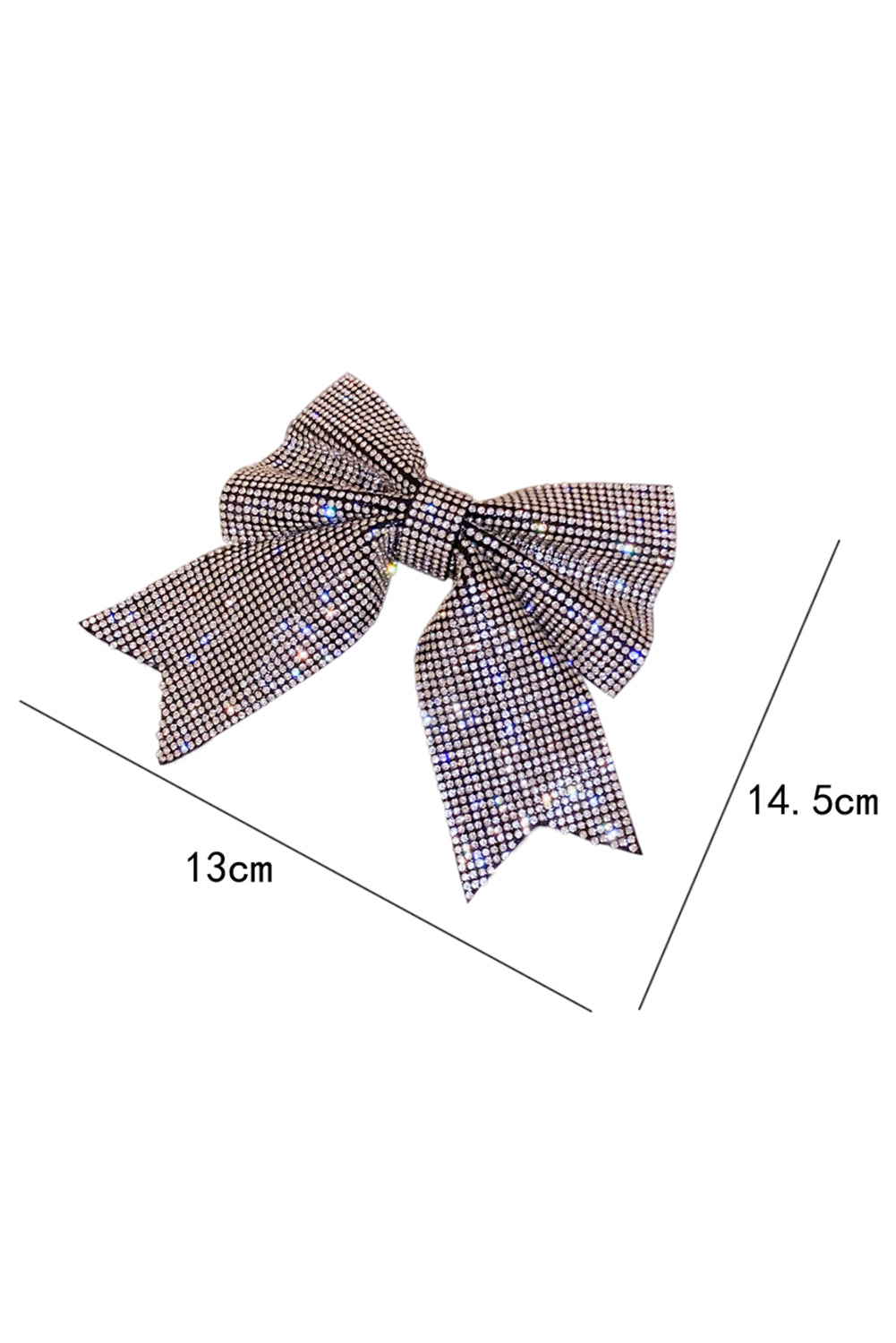 Silvery Rhinestone Large Bow Knot Hair Clip Headwear JT's Designer Fashion