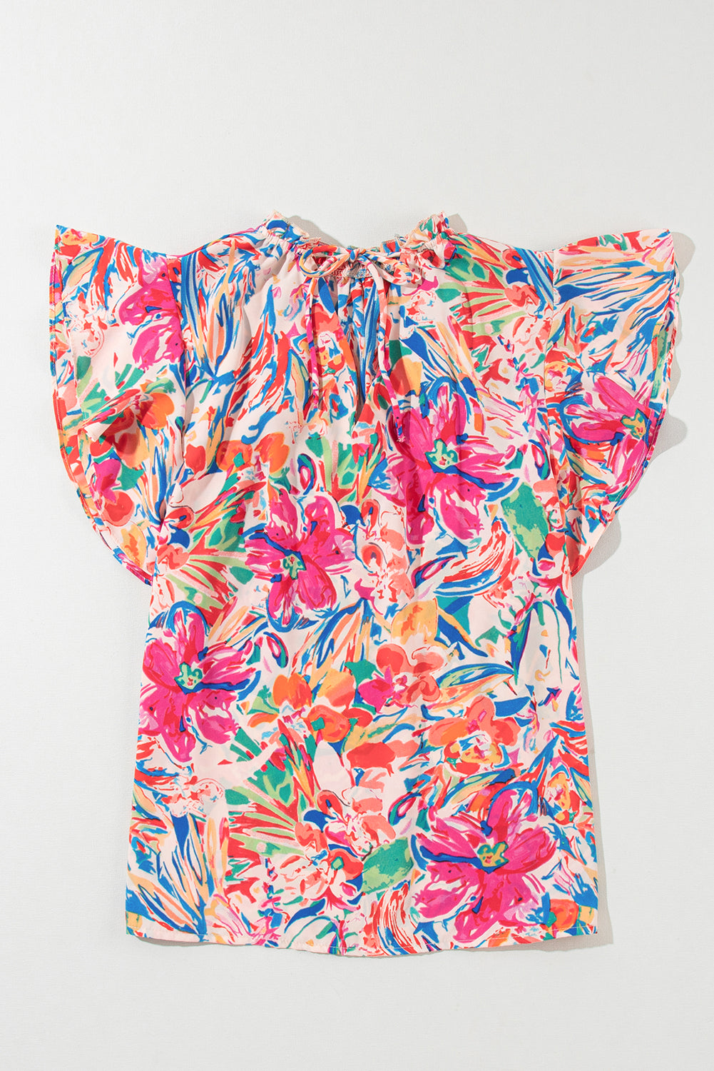 Multicolour Floral Ruffled Sleeve V Neck Summer Blouse Blouses & Shirts JT's Designer Fashion