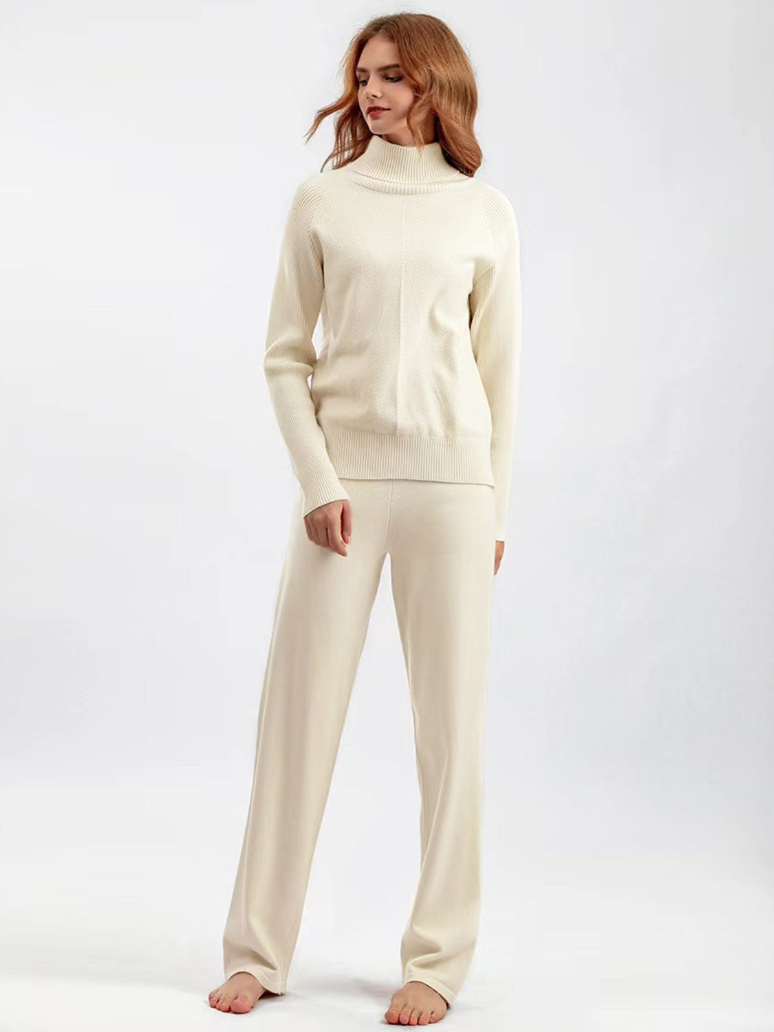 Turtleneck Raglan Sleeve Top and Pants Sweater Set Pant Sets JT's Designer Fashion