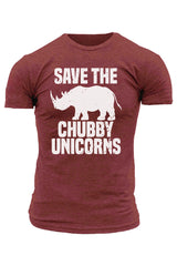 Red Save The Chubby Unicorns Crewneck Men's Graphic Tee Men's Tops JT's Designer Fashion