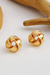 Gold Plated Textured Knot Stud Earrings Jewelry JT's Designer Fashion