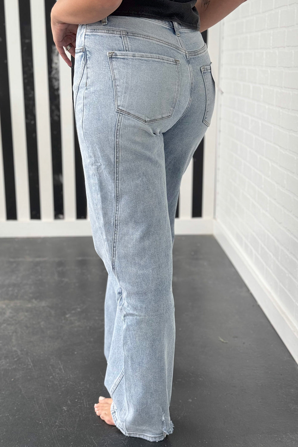 Beau Blue Light Wash Exposed Seam Plus Size Jeans Plus Size Bottoms JT's Designer Fashion