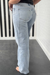 Beau Blue Light Wash Exposed Seam Plus Size Jeans Plus Size Bottoms JT's Designer Fashion