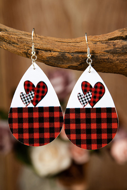 Plaid Love Heart Water Drop Earrings Jewelry JT's Designer Fashion