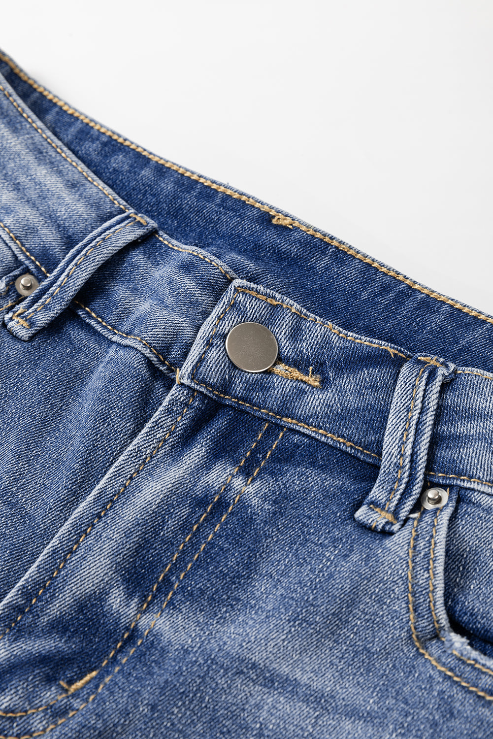 Ashleigh Blue Distressed Raw Hem Straight Leg High Waist Jeans Jeans JT's Designer Fashion