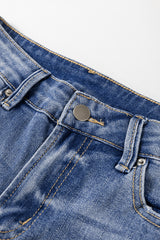 Ashleigh Blue Distressed Raw Hem Straight Leg High Waist Jeans Jeans JT's Designer Fashion