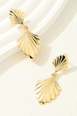 Gold Shell Shape Plated Alloy Drop Earrings Jewelry JT's Designer Fashion