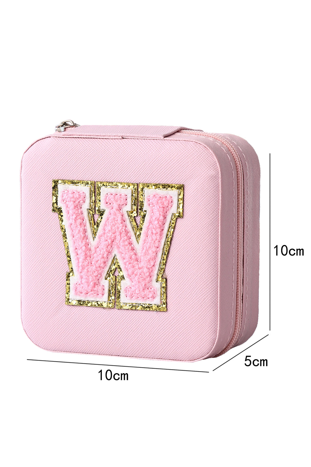 Pink Glitter Chenille Letter W Jewelry Box with Mirror Other Accessories JT's Designer Fashion