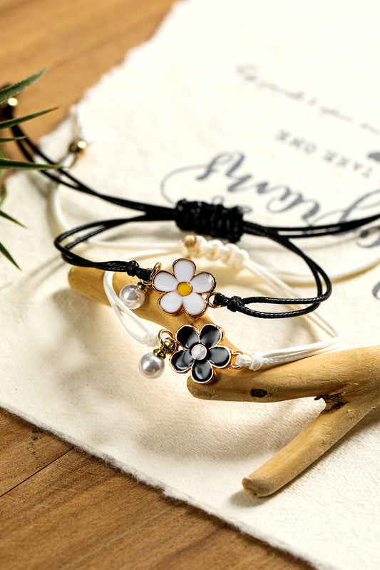 White Flower Pearl Pendant Matching Bracelet Set Jewelry JT's Designer Fashion