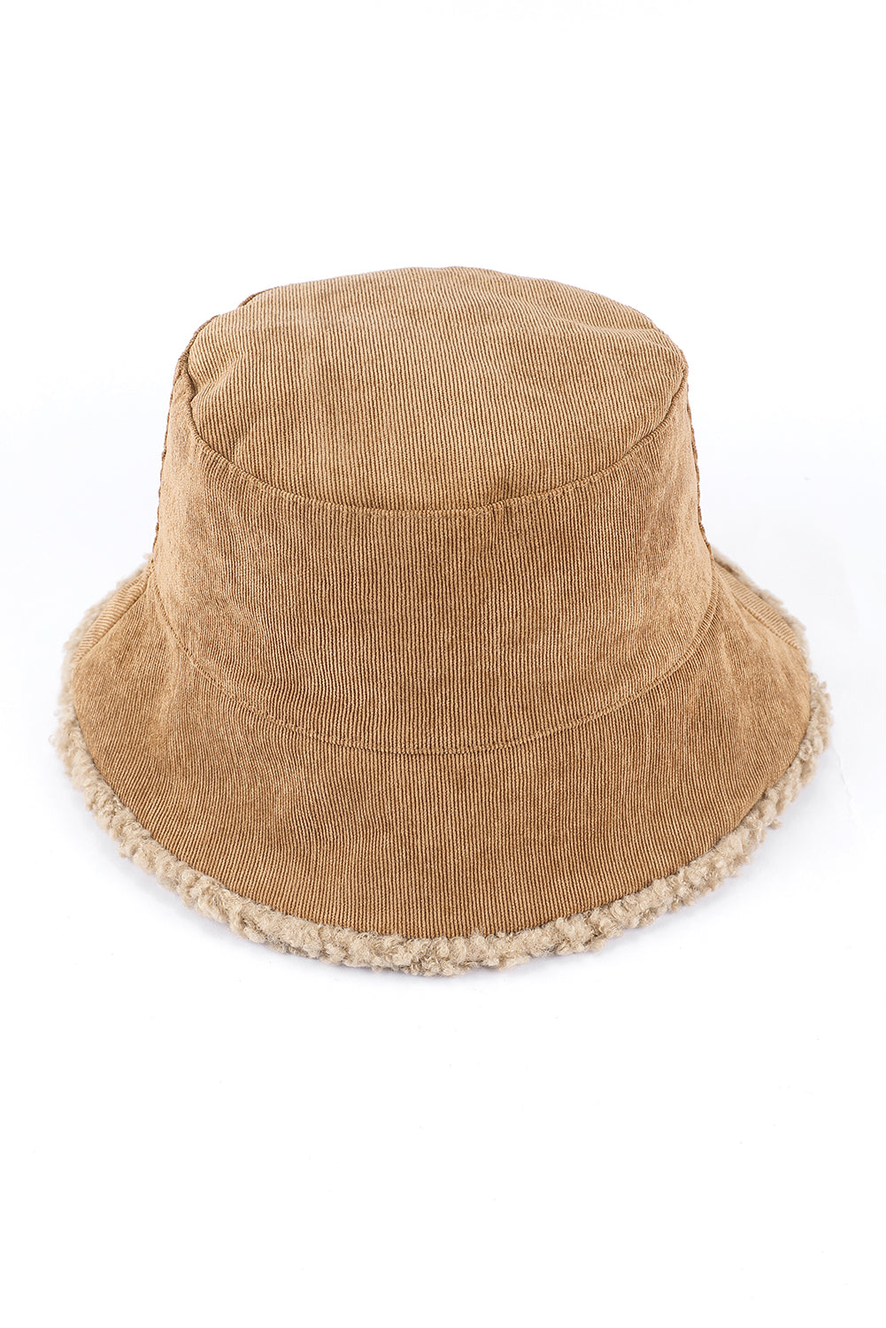 Brown Corduroy Sherpa Reversible Bucket Hat Hats & Caps JT's Designer Fashion