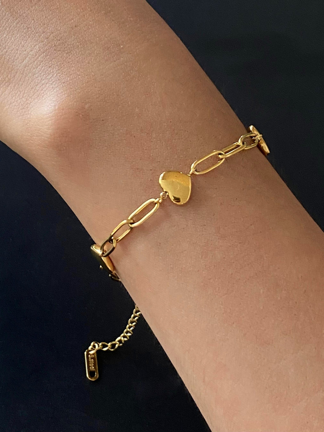 18K Gold-Plated Stainless Steel Heart Bracelet Bracelets JT's Designer Fashion