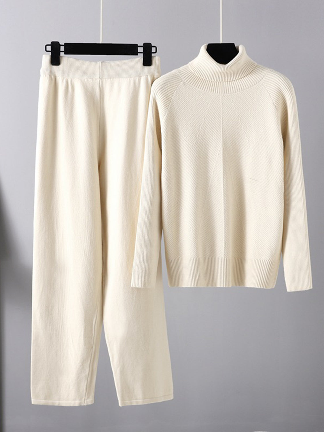 Turtleneck Raglan Sleeve Top and Pants Sweater Set Pant Sets JT's Designer Fashion