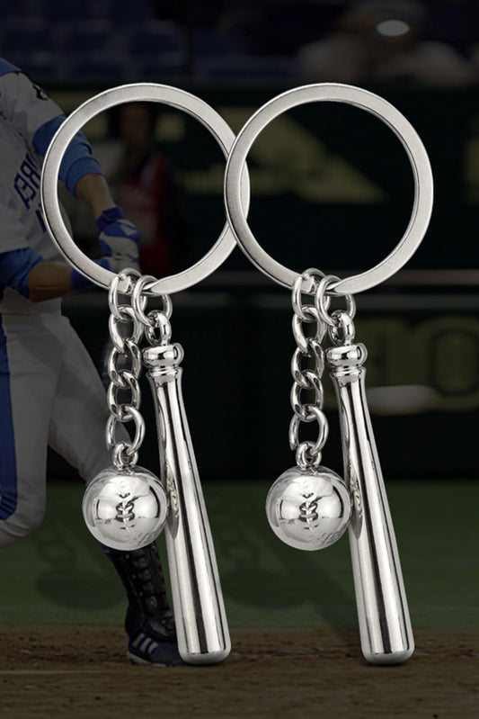 Silvery Game Day Baseball Racket Alloy Keychain Other Accessories JT's Designer Fashion