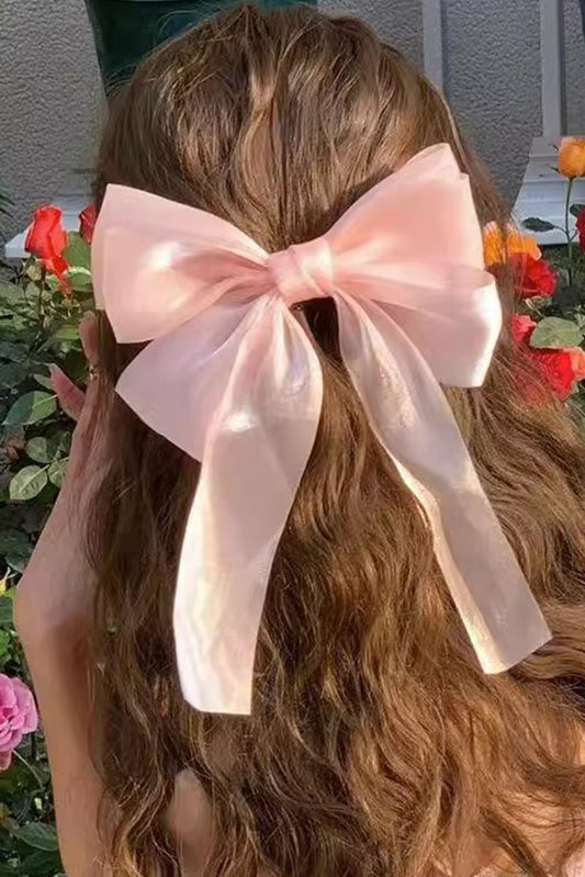 Apricot Pink Gauze Bowknot Hair Clip Headwear JT's Designer Fashion