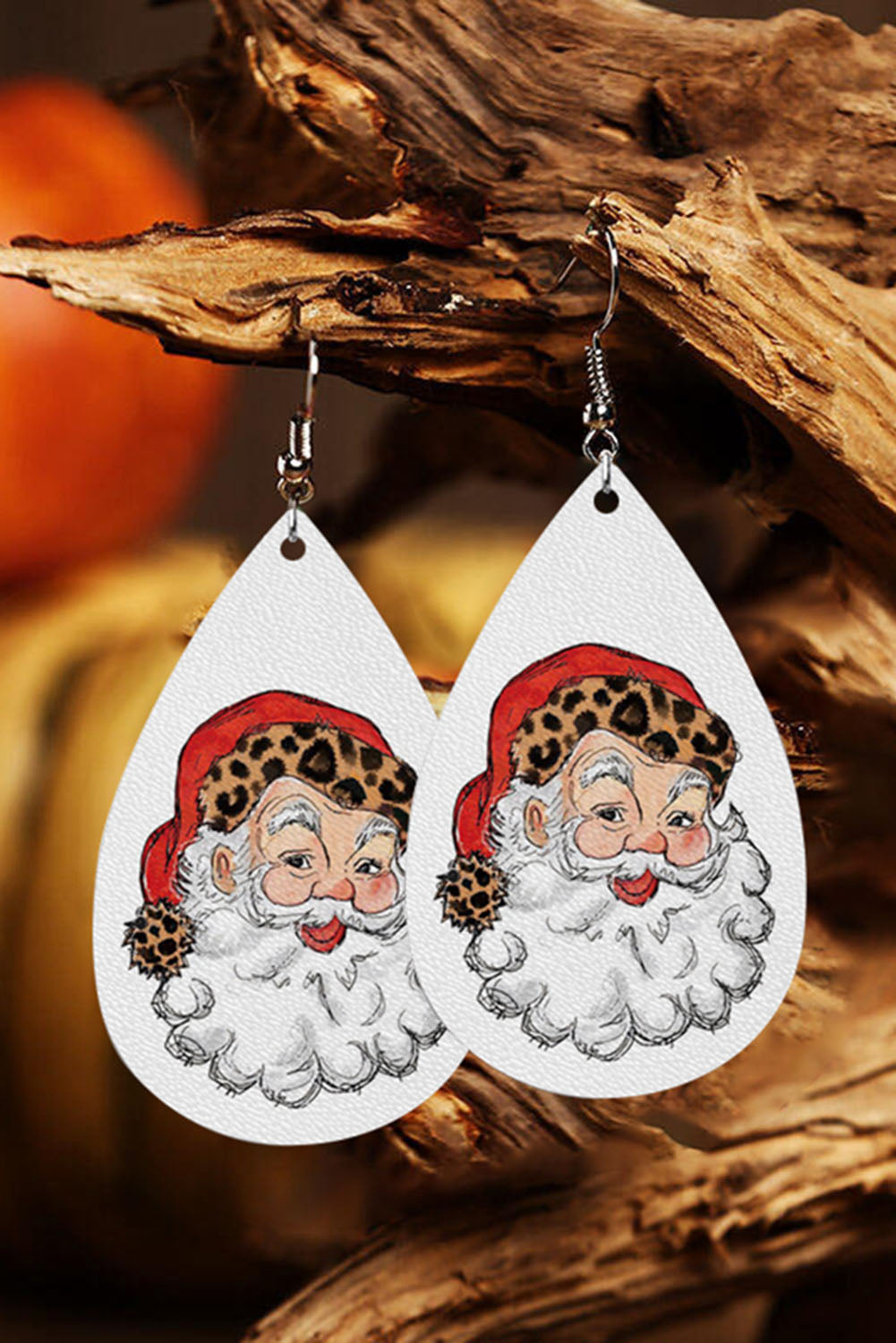 Christmas Santa Print Leather Earrings Jewelry JT's Designer Fashion