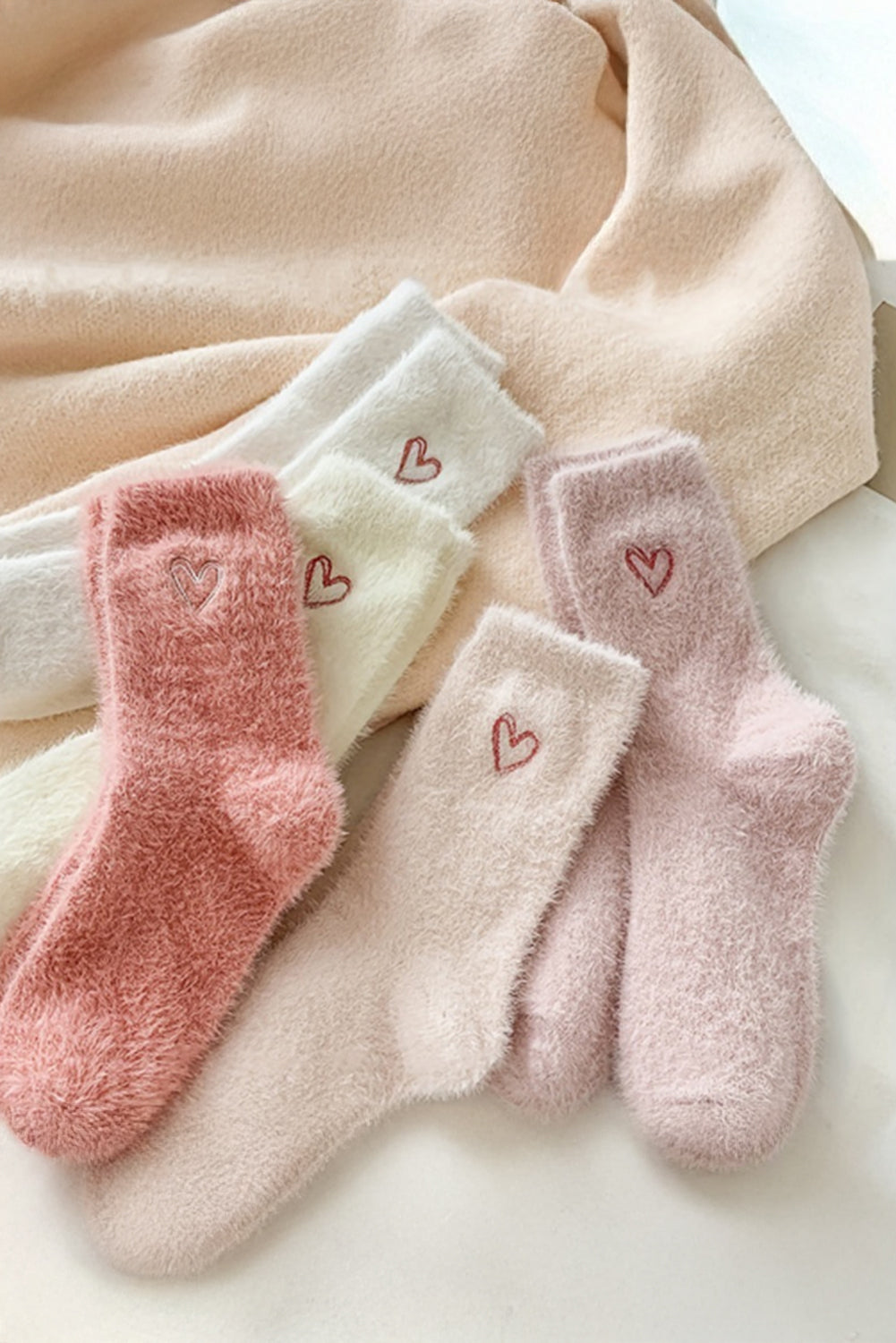 Gossamer Pink Valentines Day Heart Shape Thick Soft Socks Socks JT's Designer Fashion