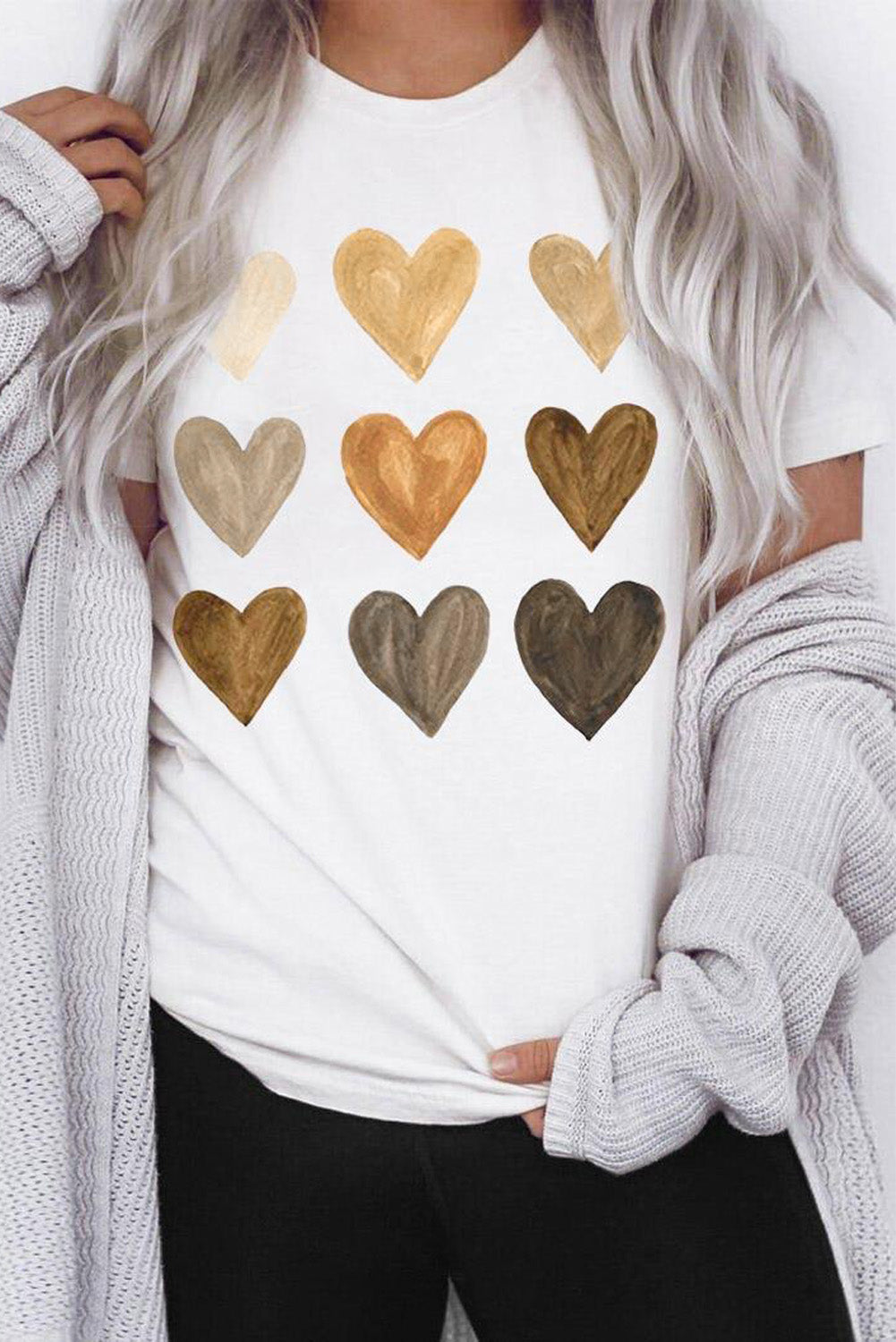 White Be Kind Heart Shape Print Graphic Tee Graphic Tees JT's Designer Fashion