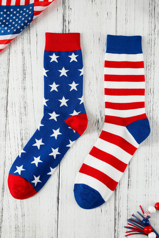 Sail Blue American Flag Pattern Soft Knitted Socks Socks JT's Designer Fashion