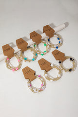 White Cross Pearl Decor Beaded Elastic Multi Layered Bracelet Jewelry JT's Designer Fashion