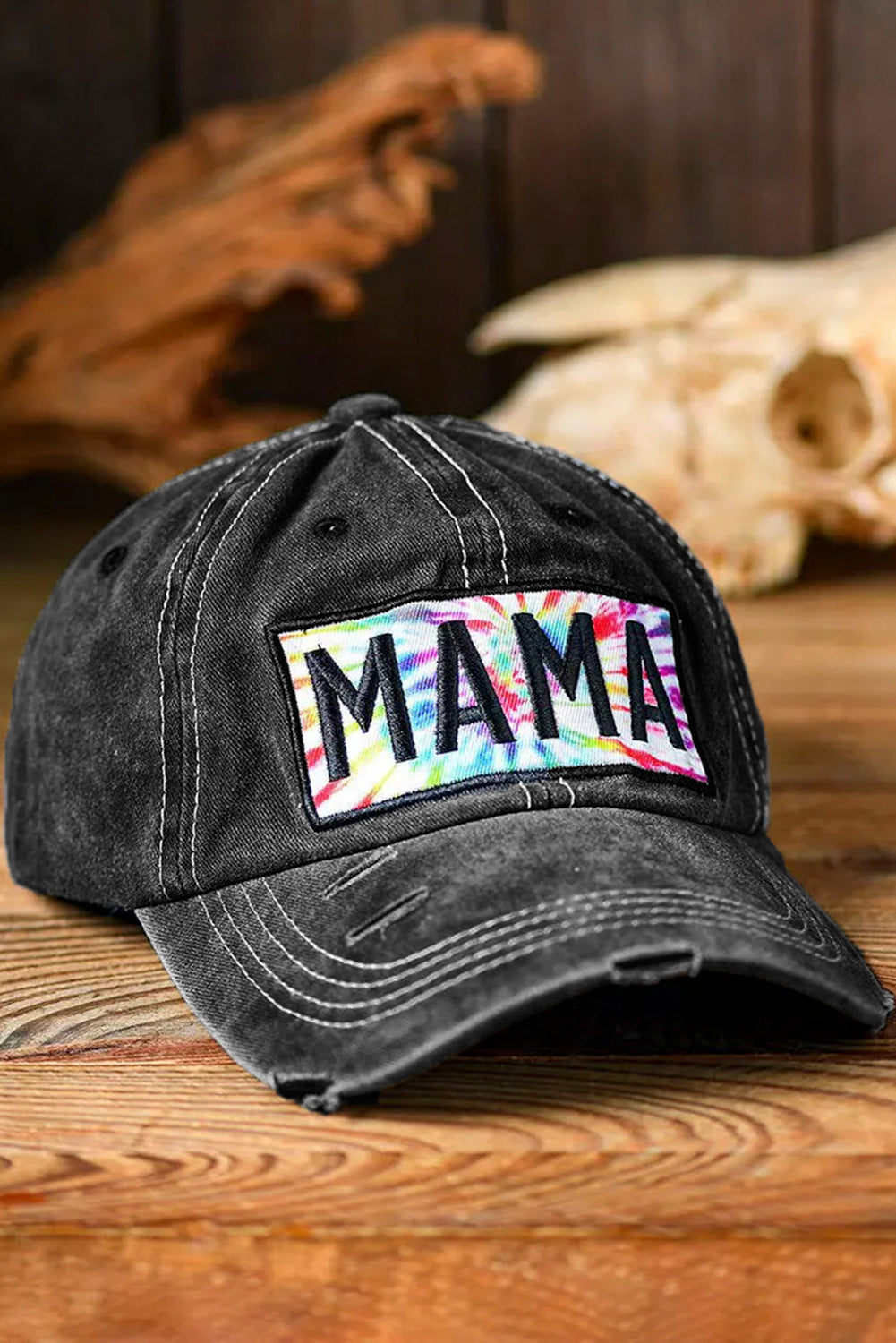 MAMA Tied Dyed Vintage Distressed Baseball Hat Hats & Caps JT's Designer Fashion