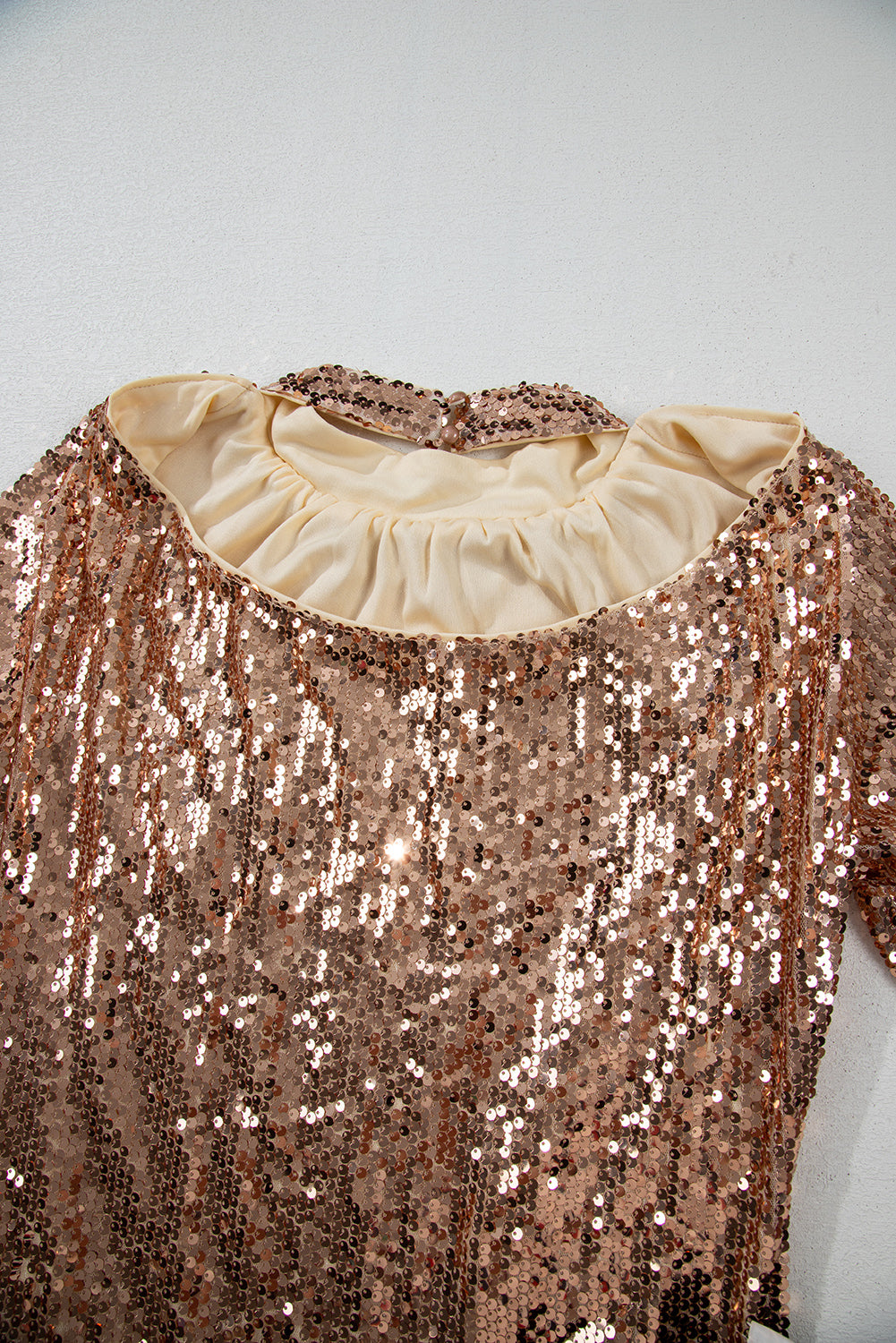 Gold Sequined Long Sleeve Cutout Back Mini Dress Sequin Dresses JT's Designer Fashion