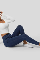 Sail Blue Skinny Fit Ankle High Waist Jeans Bottoms JT's Designer Fashion