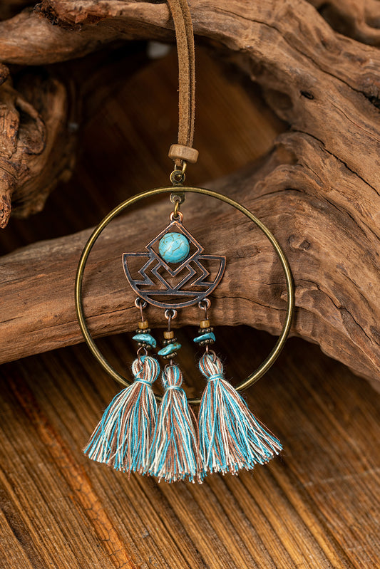 Sky Blue Bohemian Beaded Hollow-out Fringe Dangle Earrings Jewelry JT's Designer Fashion