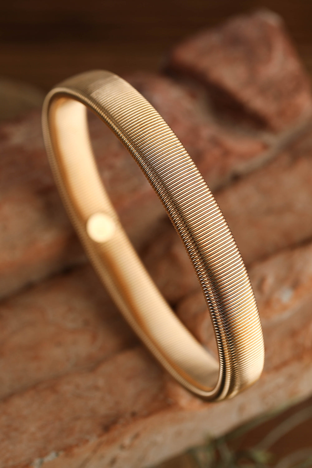 Gold Stretchy Metal Wide Bangle Jewelry JT's Designer Fashion