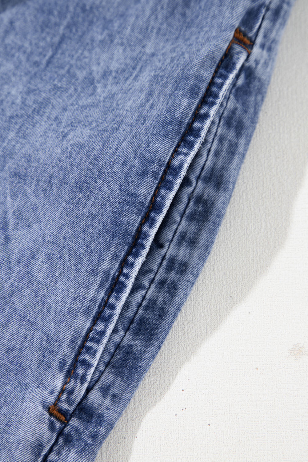 Beau Blue Tie V Neck Tucking Detail Short Sleeve Denim Shift Dress Mini Dresses JT's Designer Fashion