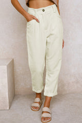 Beige Corduroy High Waist Straight Leg Pants Pants & Culotte JT's Designer Fashion