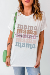 White mama Lettering Printed Crew Neck Tee Graphic Tees JT's Designer Fashion